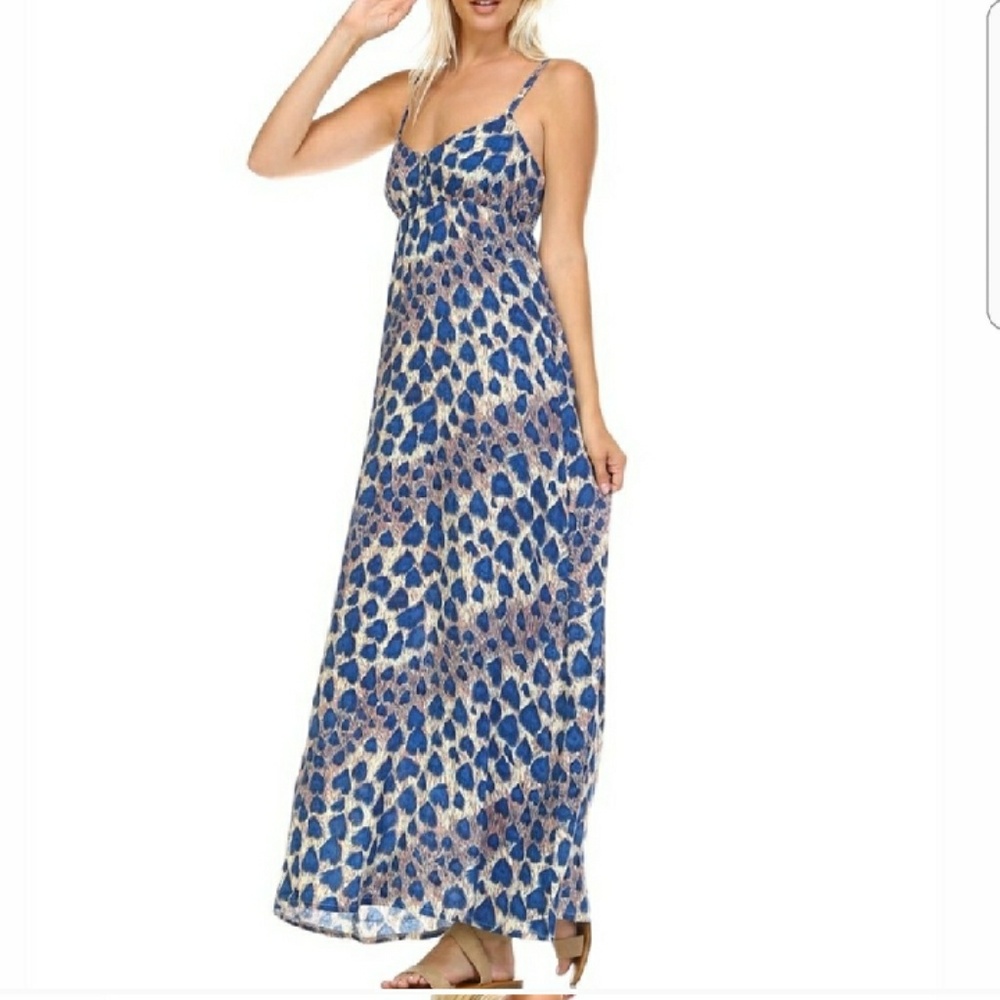 Blue Leopard Print Maxi